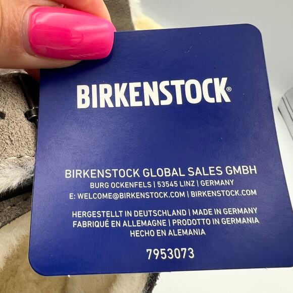 NWOB Birkenstock Arizona Shearling Sandals Gray Unisex Size W8 M6 - Picture 7 of 8